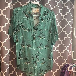Sandrine Rose California Green Tropical Print Button-Up Shirt